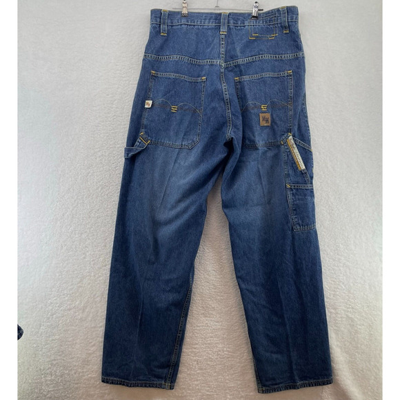 VTG Hard Knocks Mens Carpenter Jeans Size 36 Blue Straight Leg 90s street - Picture 3 of 12